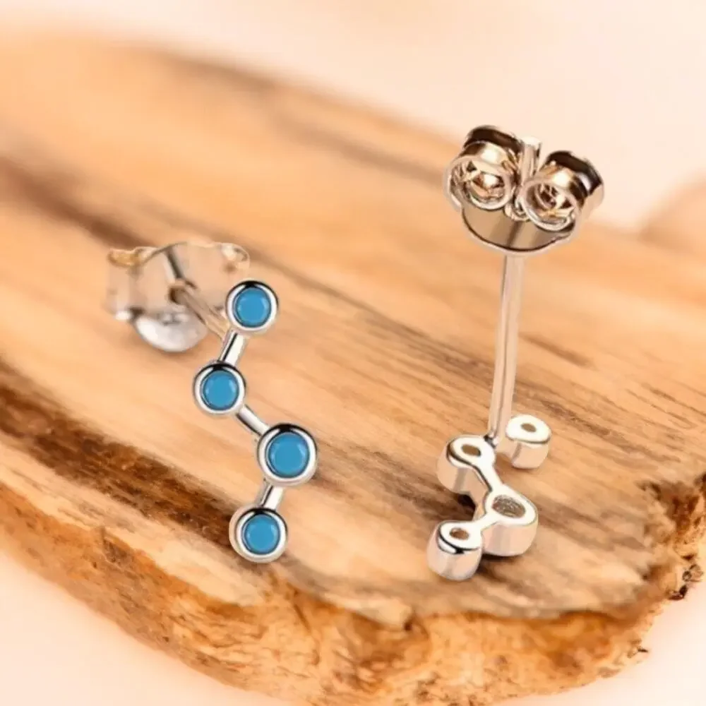 NEW 925 sterling silver with turquoise stones geometric jewelry earrings B16A